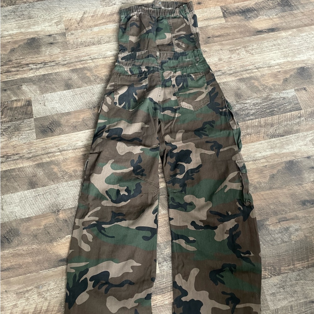 Camouflage Strapless Cargo Jumpsuit